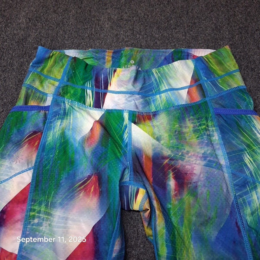 Athleta Tropea Dobby Be Free Knicker Abstract Tropical Leggings Size‎ Small - Picture 2 of 9